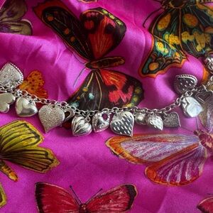 Sterling Silver JCM Mauritius Heart Charm Bracelet